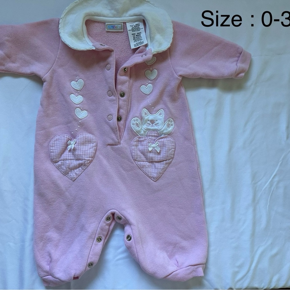 Vintage MCBABY Little Me Pink and White Footies with Embroidered Details